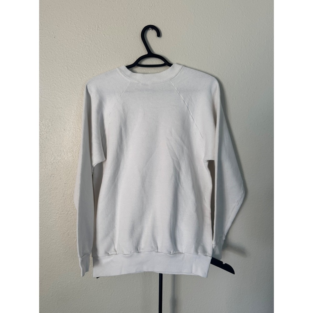Vintage Fruit of the Loom CBS Black By Popular Demand Sweatshirt White Large USA - Picture 2 of 4